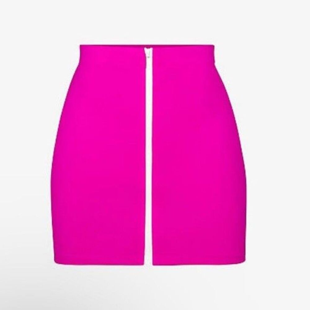 Skims Womens Size XS Sporty Zipper Swim Mini Skirt Hibiscus Pink CU-SKT-3024 NEW
